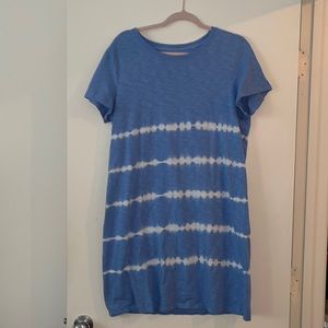 Blue cotton striped dress NWOT
